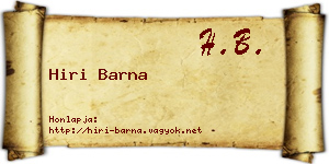Hiri Barna névjegykártya
